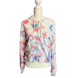 NWOT ALTERNATIVE Red, White, Blue Hooded Zipper Sweater Sweatshirt